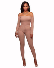 Load image into Gallery viewer, New Women Elegant Winter Jumpsuits Knitted Ribbed Long Sleeve Off Shoulder Casual Rompers Sexy Club Wear Bodycon Jumpsuit