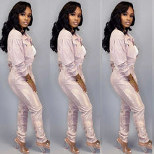 Load image into Gallery viewer, Glitter Sexy Two Piece Set Top and Pants Women Festival Clothing Autumn Tracksuit Women Set Casual Bodycon 2 Piece Club Outfits