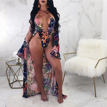 Load image into Gallery viewer, New Summer Maxi Dress Beach Wear 2 Pieces Dresses Women Print Floral Deep V Neck Hollow Out Sexy Bohemia Sundresses