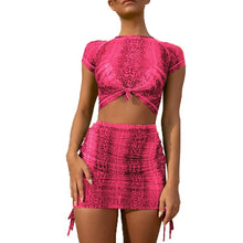 Load image into Gallery viewer, Snake Print Sexy Two Piece Set Women Festival Clothing Bodycon 2 Piece Crop Top and Skirt Set Summer Matching Sets Club Outfits