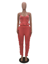 Load image into Gallery viewer, Summer Women&#39;s Tracksuit Two Piece Sets Sleeveless Ruffle Top and Pants Ladies Streetwear Leisure Suit Jogger Outfits Women Set