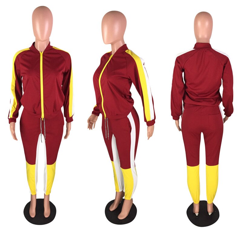 Autumn 2 Piece Set Women Tracksuit Sportswear Zipper Sweatshirt Jacket and Drawstring Sweat Pants Set Ladies Workout Sweat Suits