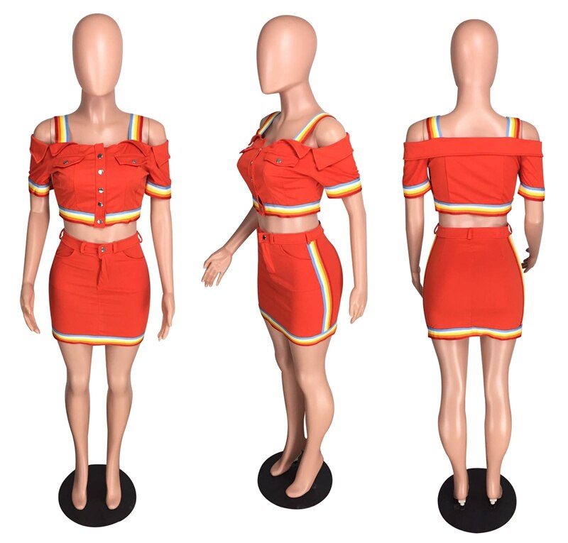 Sexy Women Two Piece Set Summer Skirt Set White Off Shoulder Crop Top and Mini Skirt Suit Party Club 2 Piece Matching Set Outfit