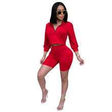 Load image into Gallery viewer, Two Piece Set Summer Tracksuit Women Crop Top and Shorts Set Casual Sportwear 2 Piece Outfits for Women Sweat Suits