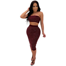 Load image into Gallery viewer, Ladies Sexy Two Piece Sets Party Women Summer Sets Elegant 2 Piece Crop Top and Bodycon Skirt Set Rhinestone Sexy Club Outfits