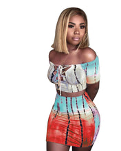 Load image into Gallery viewer, Women Two Piece Set Lace up Crop Top and Skirt Set Tie Dye Pattern Printed T Shirts Casual Tracksuit 2 Piece Outfits