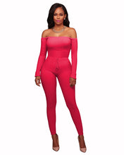 Load image into Gallery viewer, New Women Elegant Winter Jumpsuits Knitted Ribbed Long Sleeve Off Shoulder Casual Rompers Sexy Club Wear Bodycon Jumpsuit