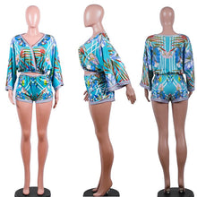 Load image into Gallery viewer, Bohemian Floral Print Beach Two Piece Set Women Summer Sexy Crop Top and Shorts Suit Casual Beach Wear Matching Set Outfit