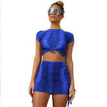 Load image into Gallery viewer, Snake Print Sexy Two Piece Set Women Festival Clothing Bodycon 2 Piece Crop Top and Skirt Set Summer Matching Sets Club Outfits