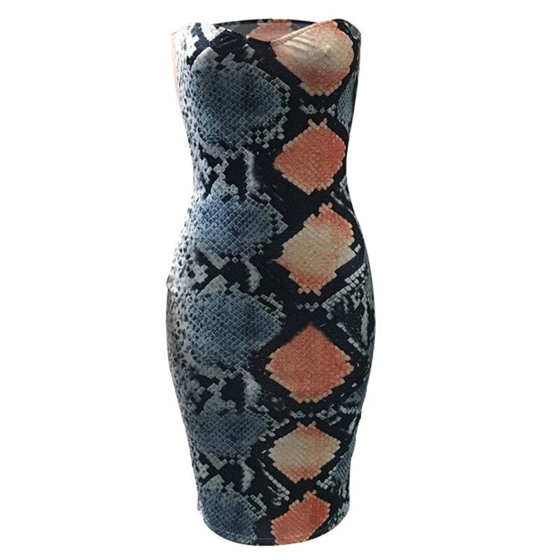 Animal Snake Print Sexy Bodycon Summer Dress Women Sleeveless Strapless Bandage Party Dress Ladies Club Dress Beach Sundresses