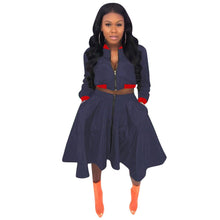 Load image into Gallery viewer, Women Two Piece Outfits A-line Midi Skirt and Jacket Set Autumn Winter Casual 2 Piece Dress Matching Sets Conjunto Feminino