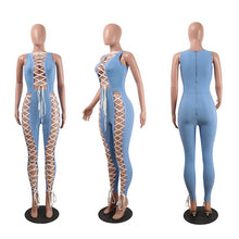 Load image into Gallery viewer, Side Lace Up Sexy Party Jumpsuit Women Summer Sleeveless Hollow Out Nightclub Jumpsuits Overall Skinny Jumpsuit Macacao Feminino