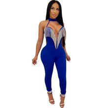 Load image into Gallery viewer, Sexy Club Jumpsuits Women Fringe Tassel Bodycon Bandage Jumpsuit Elegant Romper Pants Skinny Backless Party Festival Jumpsuit