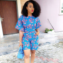 Load image into Gallery viewer, Fashion Flower Print 2 Piece Set Women Short Sleeve Tops and Shorts Suit Casual Summer Matching Set Outfit Plus Size