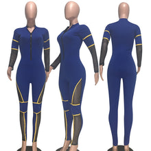 Load image into Gallery viewer, Leopard Bodycon Sexy Jumpsuits Mesh Patchwork Tights Zip Long Sleeve Party Romper Fall Autumn Jumpsuit Overalls