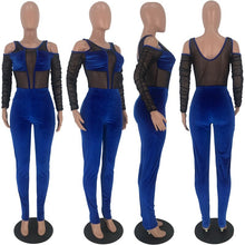 Load image into Gallery viewer, Elegant Sexy Jumpsuits for Women Long Sleeve Patchwork Mesh Black Bodycon Jumpsuit Rompers Backless Party Club Jumpsuit