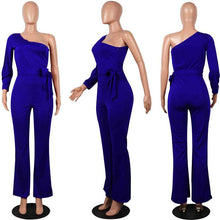 Load image into Gallery viewer, Party Sexy Rompers Womens Jumpsuit Long Sleeve Split One Shoulder Overalls Elegant Evening Wear Black Formal Jumpsuits Sashes