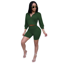 Load image into Gallery viewer, Two Piece Set Summer Tracksuit Women Crop Top and Shorts Set Casual Sportwear 2 Piece Outfits for Women Sweat Suits