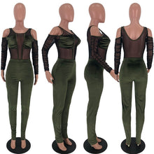 Load image into Gallery viewer, Elegant Sexy Jumpsuits for Women Long Sleeve Patchwork Mesh Black Bodycon Jumpsuit Rompers Backless Party Club Jumpsuit