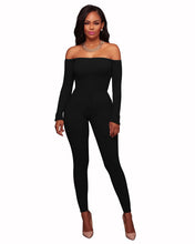 Load image into Gallery viewer, New Women Elegant Winter Jumpsuits Knitted Ribbed Long Sleeve Off Shoulder Casual Rompers Sexy Club Wear Bodycon Jumpsuit