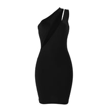 Load image into Gallery viewer, Sexy One Shoulder Black Bodycon Mini Dress Women Clothes Sleeveless Hollow Out Elegant Night Club Bandage Party Dresses Female