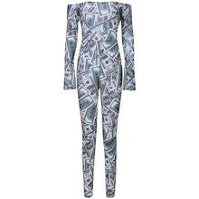 Load image into Gallery viewer, Bandage Bodycon Sexy Jumpsuit Women Off Shoulder Sheer Mesh Animal Print Jumpsuit Long Sleeve Sexy Party Club Romper Overalls