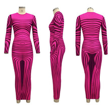 Load image into Gallery viewer, Sexy Bodycon Summer Dress Women Long Sleeve Print Elegant Sheer Mesh Bandage Dress Celebrity Night Club Party Bodycon Dresses