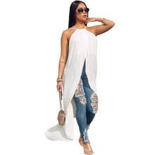 Load image into Gallery viewer, Summer Long Shirt Dress Women Sexy Sleeveless Chiffon Dress Beach Sundresses White Backless Irregular Split Long Party Dress