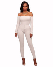 Load image into Gallery viewer, New Women Elegant Winter Jumpsuits Knitted Ribbed Long Sleeve Off Shoulder Casual Rompers Sexy Club Wear Bodycon Jumpsuit