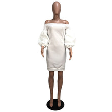 Load image into Gallery viewer, Elegant White Off The Shoulder Bodycon Dress Lantern Long Sleeve Short Dress Sexy Night Club Evening Party Dresses