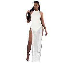Load image into Gallery viewer, Doyerl Backless Long Black Mesh Dress Women Sexy Sleeveless O-Neck High Split Sheer Maxi Dresses Party Clubwear Outfits Vestidos