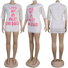 Load image into Gallery viewer, Sequin Loose T Shirt Dress Women Glitter Pullover Letter Print Mini Casual Summer Dress Short Streetwear Korean T Shirt Dress