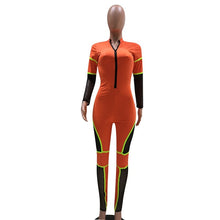 Load image into Gallery viewer, Leopard Bodycon Sexy Jumpsuits Mesh Patchwork Tights Zip Long Sleeve Party Romper Fall Autumn Jumpsuit Overalls