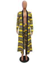 Load image into Gallery viewer, Two Piece Set Top and Pants Women Spring Autumn Long Sleeve X-Long Duster Coat and Pants Print Flower Casual 2 Piece Outfits