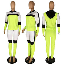 Load image into Gallery viewer, Patchwork Grey Casual Two Piece Set Tracksuit Women Hooded Crop Top and Pants Set Sweat Suit Women 2 Piece Tracksuit Sets