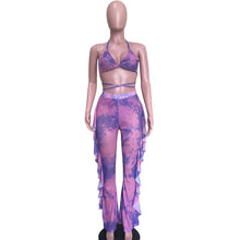 Load image into Gallery viewer, Beach Sexy Two Piece Set Women Summer Clothes Mesh Bikini Top Ruffles Long Pants Set Swimwear Matching 2 Piece Sets Club Outfits