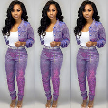 Load image into Gallery viewer, Glitter Sexy Two Piece Set Top and Pants Women Festival Clothing Autumn Tracksuit Women Set Casual Bodycon 2 Piece Club Outfits