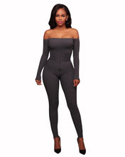 Load image into Gallery viewer, New Women Elegant Winter Jumpsuits Knitted Ribbed Long Sleeve Off Shoulder Casual Rompers Sexy Club Wear Bodycon Jumpsuit