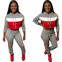 Load image into Gallery viewer, Hooded Tracksuit Women Two Piece Set Top and Pants Streetwear Jogger Set Women Sport Suit Casual 2 Piece Matching Women Sets
