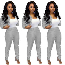 Load image into Gallery viewer, Sequin Glitter 2 Piece Set Women&#39;s Suit Single-breasted Jacket Top and Long Pants Sexy Club Outfits Matching Sets Ensemble Femme