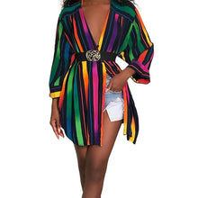 Load image into Gallery viewer, Colorful Striped Long Sleeve Shirt Dress 2019 Women Fall Streetwear Loose Casual Dress Ladies Button Club Party Blouses Dress