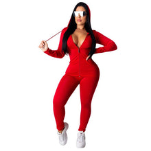 Load image into Gallery viewer, Autumn Casual Tracksuit Two Piece Set Women&#39;s Suit Zipper Hooded Jacket Top and Pants Leggings Sportswear Jogger 2 Piece Outfits