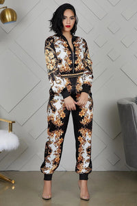 Floral Print Rompers Womens Jumpsuit Sexy Front Zipper Long Sleeve Overalls One Piece Outfits Christmas Club Party Jumpsuit