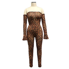 Load image into Gallery viewer, Autumn Sexy Club Rompers Womens Jumpsuit Long Trousers Pants Romper Off Shoulder Leopard Print Party Bodycon Jumpsuit Overalls