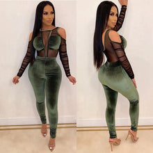 Load image into Gallery viewer, Elegant Sexy Jumpsuits for Women Long Sleeve Patchwork Mesh Black Bodycon Jumpsuit Rompers Backless Party Club Jumpsuit