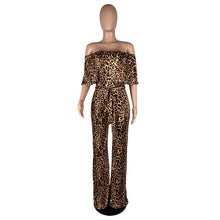 Load image into Gallery viewer, Sexy Leopard Jumpsuit Women Off Shoulder Wide Leg Jumpsuit Loose Backless Long Playsuit Romper Club Party Overalls for Women