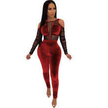 Load image into Gallery viewer, Elegant Sexy Jumpsuits for Women Long Sleeve Patchwork Mesh Black Bodycon Jumpsuit Rompers Backless Party Club Jumpsuit