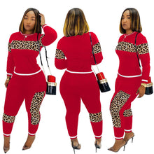 Load image into Gallery viewer, Leopard Camouflage Two Pieces Set Women&#39;s Sports Suit Long Sleeve Sweatshirt and Sweatpants Casual Tracksuit Jogging Femme