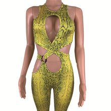 Load image into Gallery viewer, Snake Skin Waist Band Cut Out Bandage Jumpsuit Bodycon Rompers Womens Sleeveless Sexy Night Out Birthday Outfits Ravewears