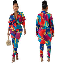 Load image into Gallery viewer, Sexy 2 Piece Set Women Tracksuit Print Long Sleeve Top and Pants Set Leisure Suit Autumn Two Piece Casual Women Set Clothes